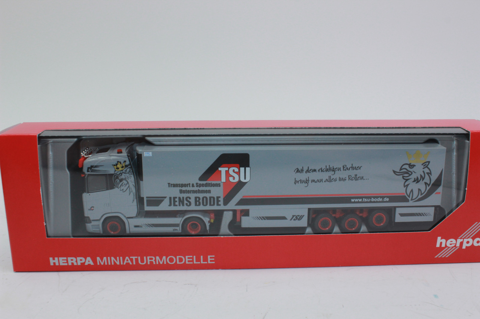 Herpa 308809 SCANIA CS HD Semi-remorque frigorifique " Tsu Bode " 1:87 H0 Herpa 308809 SCANIA CS HD HD HD Semi-remorque frigorifique