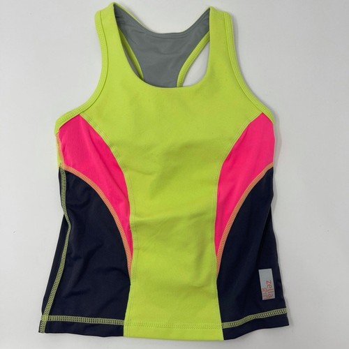 Zella Girls Bright Colorblock Racerback Built in Bra Activewear Tank Top XXS 4 - Picture 1 of 6