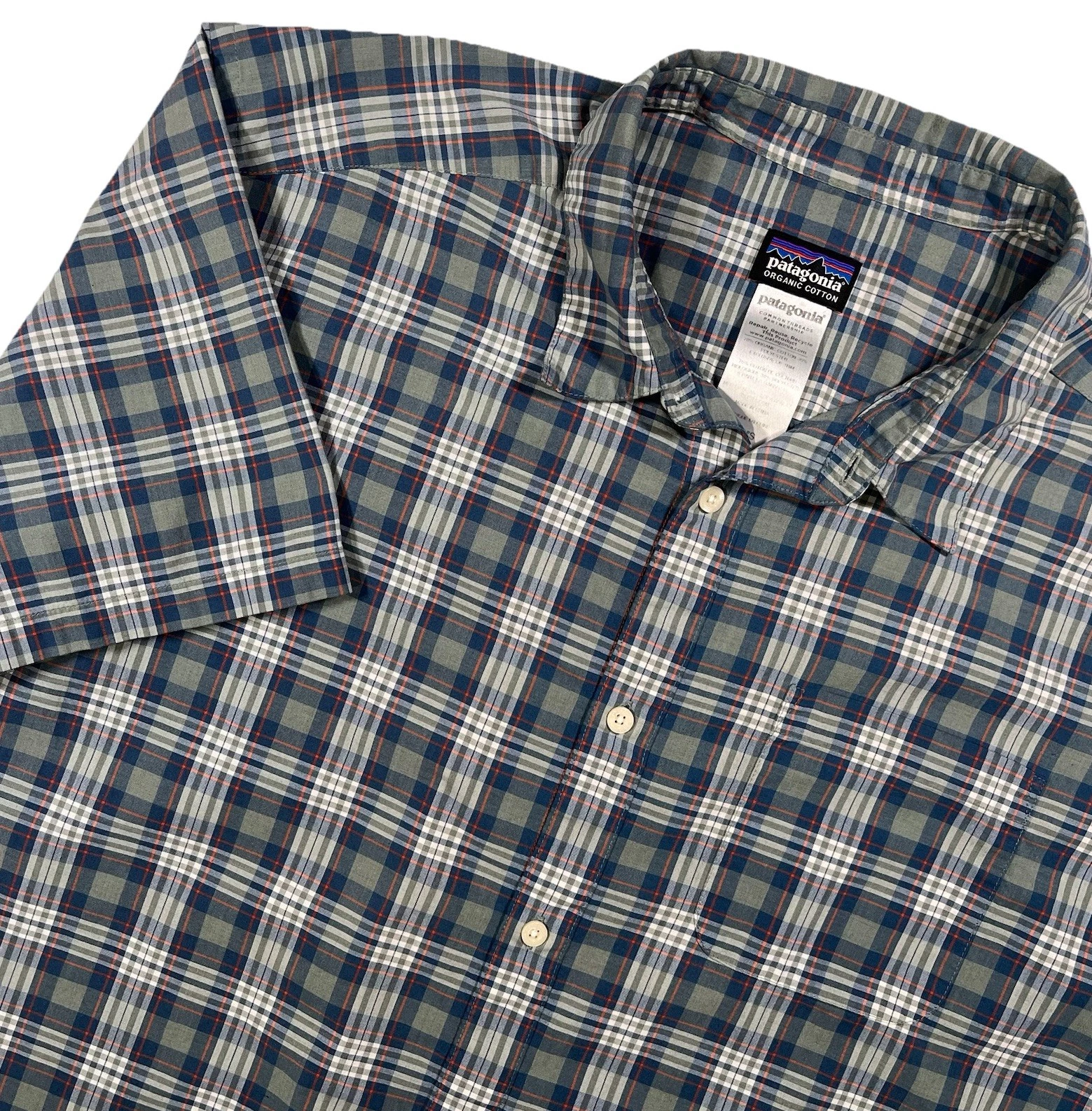 Patagonia Shirt Mens XL Plaid Organic Cotton Short Sleeve Western Fish Camp Hike