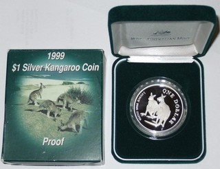 1999 Australian Kangaroo 1oz Silver Proof $1 Coin