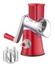 Rotary Cheese Grater Hand Crank, Cheese Shredder with 3 Drum Blades, Mandolin...
