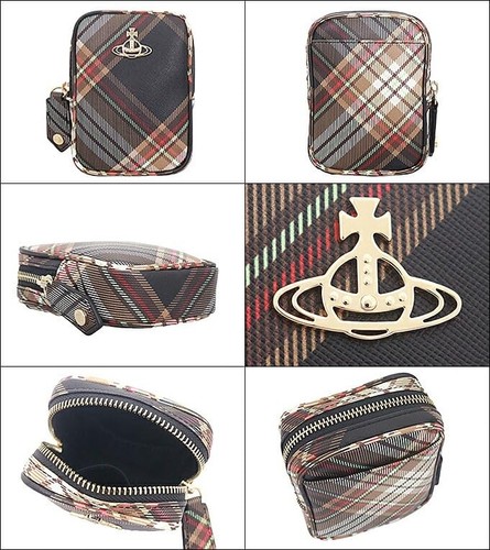 Vivienne Westwood Brown x Black Derby Tartan Check Cosmetic Cigarette Case - Picture 2 of 3