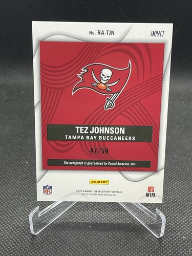 Tez Johnson Impact Auto #/50 RC 2025 NFL Revolution Rookie Buccaneers RA-TJN - Picture 2 of 2
