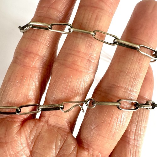 Navajo Paperclip Link Chain Necklace 18in Handmade 8.5g Sterling 4mm Antiqued - Picture 6 of 6