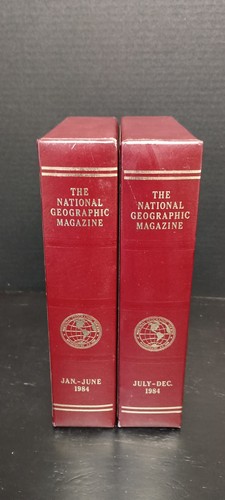 Vintage 1984 National Geographic Jan-Dec 12 Issues + Faux Leather Bound Storage - Picture 2 of 11