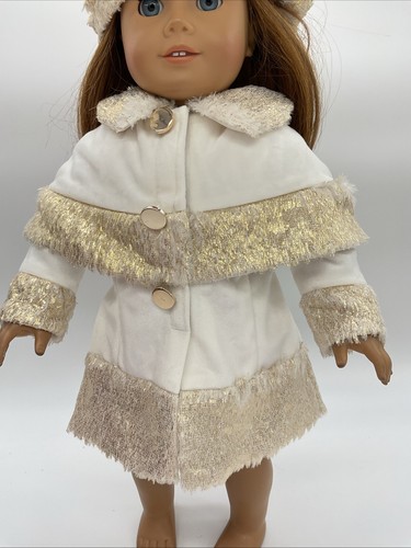 Gold & White Coat Hat  Outfit 18 In Doll Clothes Fits American Girl New - Picture 2 of 5
