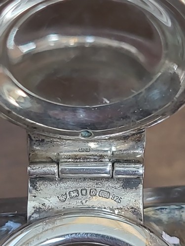ANTIQUE Hallmarked ENGLISH STERLING SILVER INKWELL - Picture 7 of 10