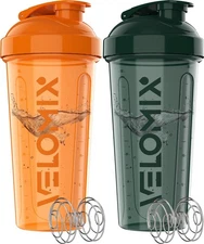 -2 Pack- 28 oz Protein Shaker Bottles for Protein Mixes - 2x Wire Whisk | Leak P