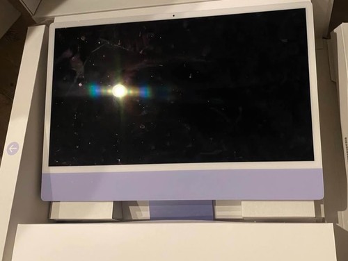 2021 Apple I Mac Desktop Computer Used with All Parts and Original Box Purple - Picture 3 of 8