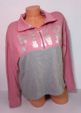 Victorias Secret VS PINK Lightweight Half Zip Pullover Pink Gray Colorblock S
