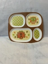 Horizon Group USA Melamine Divided Dish For Children Bird Design 4 Compartments