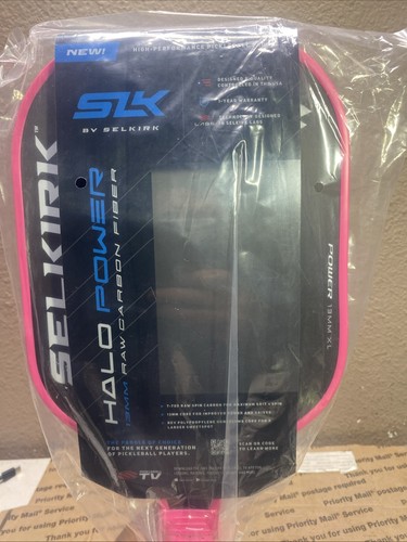 Selkirk SLK Halo Power XL 13mm Raw Carbon Fiber Pickleball Paddle ~ Pink - Picture 9 of 11