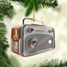 Personalized Retro Radio Christmas Ornament 2025   Custom Name Vintage Radio Sty