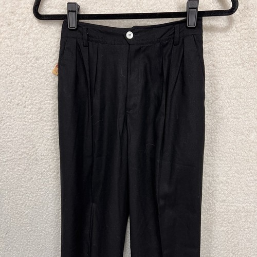 VTG NWT Liz Claiborne Pants Women Petite 4 Black Silk High Rise Pleated Tapered - Picture 8 of 11