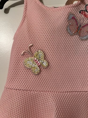 Hannah Banana Girls Size 3T Pink Fit And Flare Dress With Butterfly Appliqués - Picture 9 of 9
