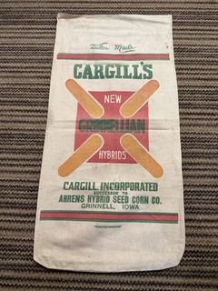 Vintage Cargill Hybrid Seed Corn Cloth Bag Farm Feed Sack Grinnell IA Ahrens