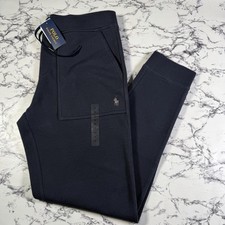 Image of POLO RALPH LAUREN Mens Navy Blue Double Knit Mesh Knit Joggers SIZE MEDIUM BNWT