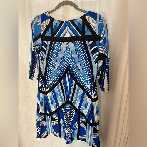 Sara Campbell Blue Print 3/4 sleeve sheath dress, mod print, size medium - Picture 3 of 5