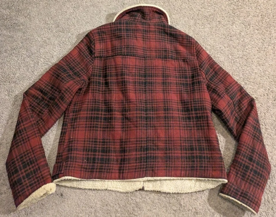 Chaqueta Bomber American Eagle Mezcla Lana Acolchada Búfalo Cuadros Moto Cremallera Para Mujer M Foto 2 de 4