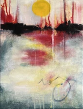 BIG SUN 1 ABSTRACT EXPRESSIONISM LANDSCAPEOIL PAINTING  SIGNED ORIGINAL OOAK