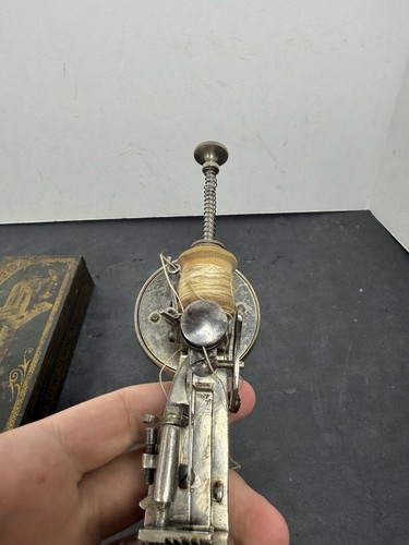 RARE ANTIQUE Moldacot Miniature Pocket Lock Stitch Sewing Machine W Original Tin - Picture 12 of 19