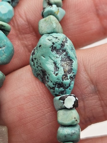 Vintage Turquoise Glass 2 Strand Beaded Bracelet Toggle Clasp - Picture 7 of 14