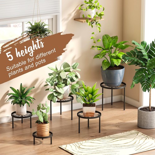 5 Pack Metal Plant Stand Flower Pot Shelf Garden Indoor Outdoor Heavy Duty - Picture 4 of 7