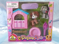 OLD EAST MAIN PUPPY PET SET ACTION FIGURE - 8 PIECES 3+ - NEW IN BOX