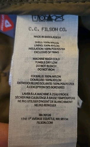 Filson Men's XL Ultralight Vest. Olive/ Grey - Picture 7 of 11