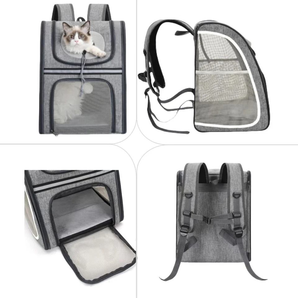 Haustier Rucksack für kleine Katzen, Hunde belüftetes Design Sicherheitsgurte - Bild 2 von 4