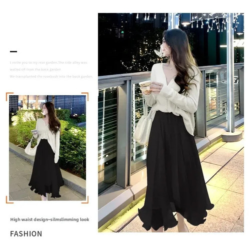 Falda Para Mujer Primavera Verano Cintura Alta Línea A Plisada Midi Faldas Estilo Moderno - Imagen 23 de 26