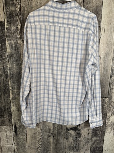 Faherty Shirt Mens Size Large Blue Plaid Cotton Button Up “flaw “ - Picture 2 of 6