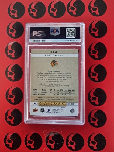 2019-20 Kirby Dach Clear Cut /77 UD Canvas Red Ink #KD Rookie Montreal Canadiens - Picture 2 of 2