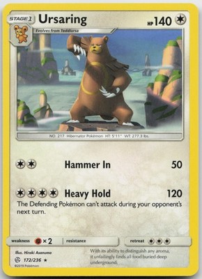 Ursaring Rare SM - Cosmic Eclipse 172/236 LP
