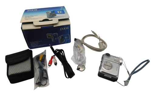 Vintage DXG 3.0 Megapixel Mini Video Camera Camcorder Set w/ Box Silver WORKS - Picture 1 of 8