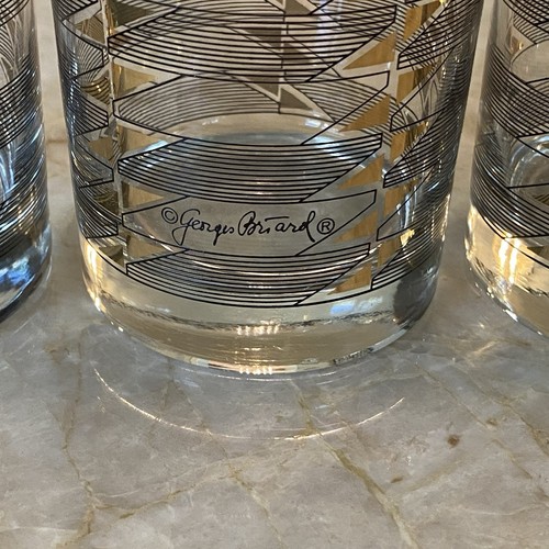 4 makellose Georges Briard signierte goldene Dreieck MCM alte Mode Gläser verrückte Männer - Bild 8 von 17