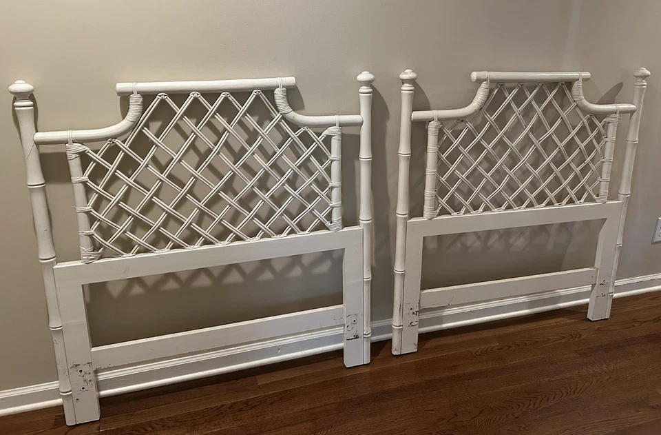 Cabeceros Ficks Reed Twin Blanco Original Estilo Pagoda Imitación Bambú Foto 2 de 4