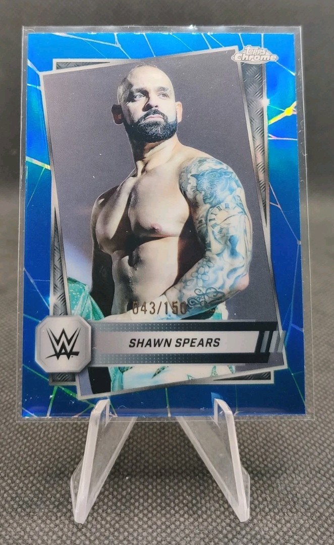 2025 Topps Chrome WWE Blue Refractor /150 #30 Shawn Spears Wrestling Card