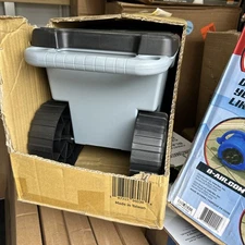 Pure Garden Rolling Garden Cart with Seat, Plastic Storage Gardening Stool, Gray