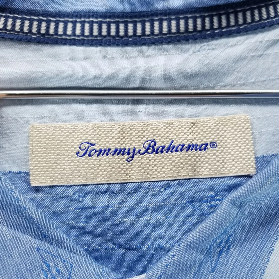 Tommy Bahama Shirt Mens 4XB Blue 100% Silk Camp Button Hawaiian Short Sleeve - Image 4 of 4