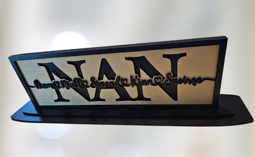 Personalised Nan Gift keepsake with Grandchildren's names, Birthday, Shelf - Picture 2 of 3
