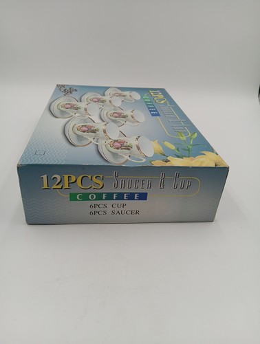 Set piattini tazzine caffè espresso porcellana vintage placcato oro 24 kt scatola 12 pezzi - Foto 4 di 9