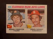 1976 Topps ERA Leaders- Mark Fidrych (RC), John Denny #7, EX/NM+