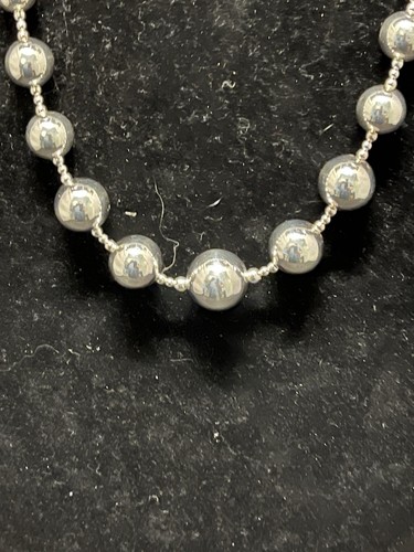 Estate Sterling Silver 32 Inches Graduated Ball Beaded Necklace 40g STUNNING! - Picture 3 of 7