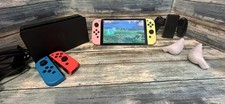 Nintendo Switch OLED Model w/ Neon Red & Neon Blue JoyCon Console + 2 JoyCons