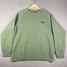 L.L. Bean Men s Size L Quilted Crewneck Pullover Sweatshirt Green Chest Logo