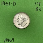 1951 D Roosevelt Dime 10c BU Uncirculated Mint State 90% Silver