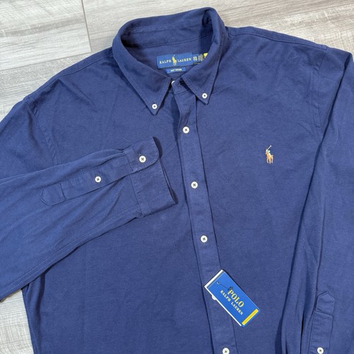 Polo Ralph Lauren Men’s Classic Fit Knit Mesh Oxford Shirt Navy Size XXL NEW