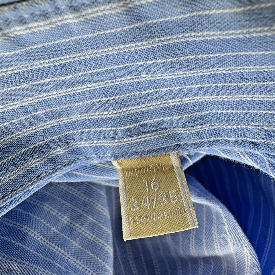 Camisa de vestir Michael kors mediana a rayas azul y blanco 16/34-35 100% algodón Foto 2 de 4