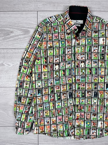 Claudio Lugli Couture Italien Fußball Karten Allover-Druck Baumwolle Shirt Herren L Größe - Bild 3 von 9